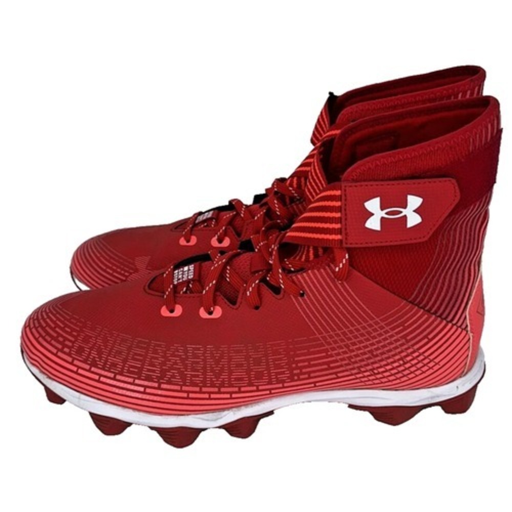 Under Armour Highlight MC Men 12 Red White Football Cleats High Top 3023718-601